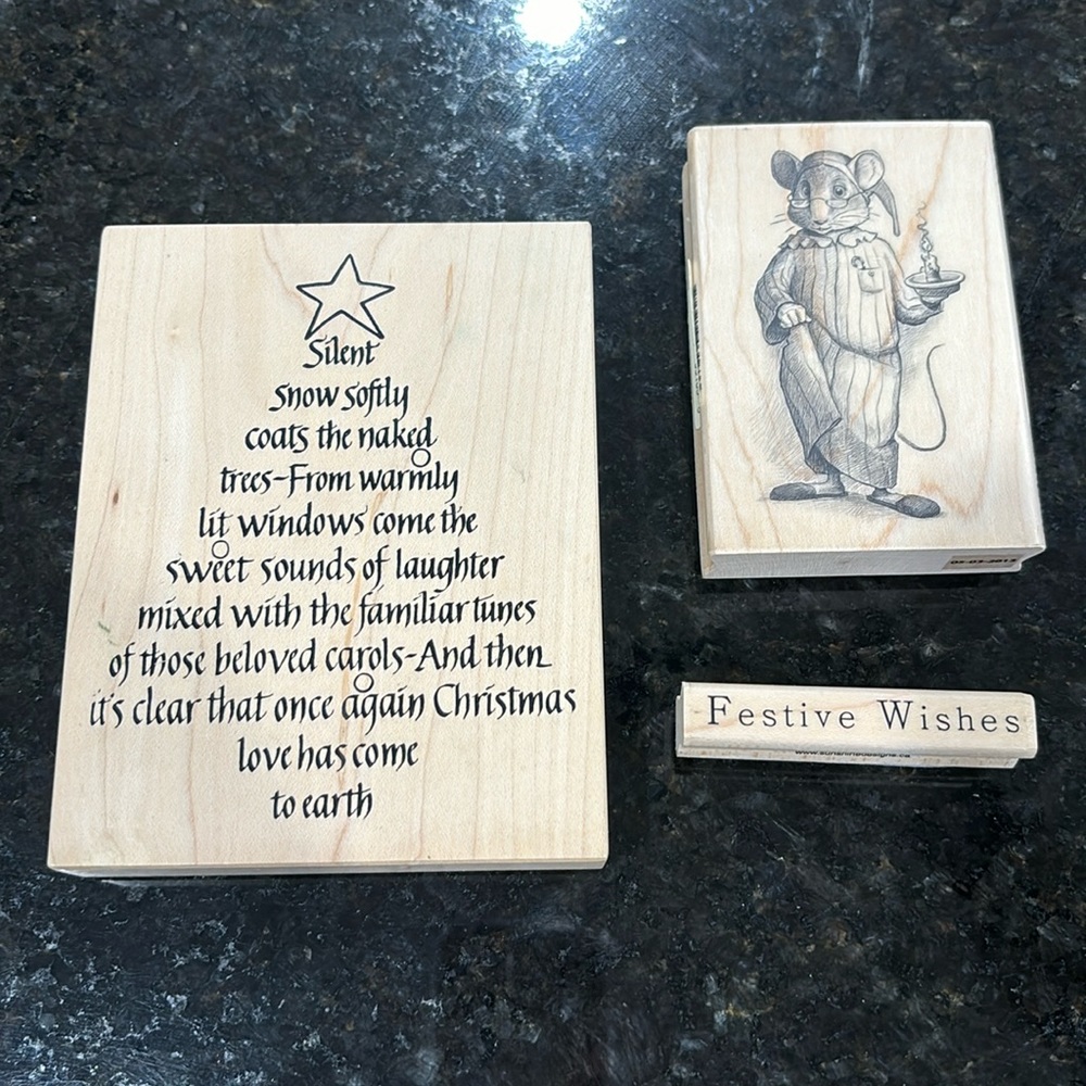 Three Christmas rubber stamps